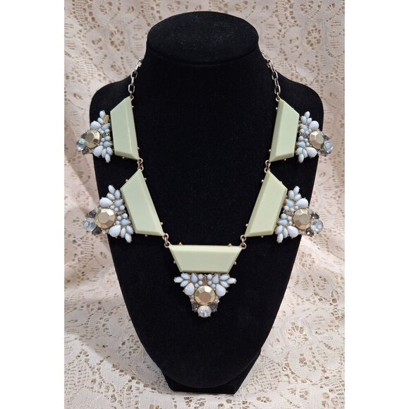 Vintage Statement Necklace With Geometric Triangles & Floral Motif-Excellent Use - Picture 1 of 5